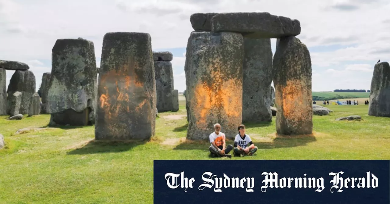 Stonehenge spray-painted orange in latest action by climate protesters