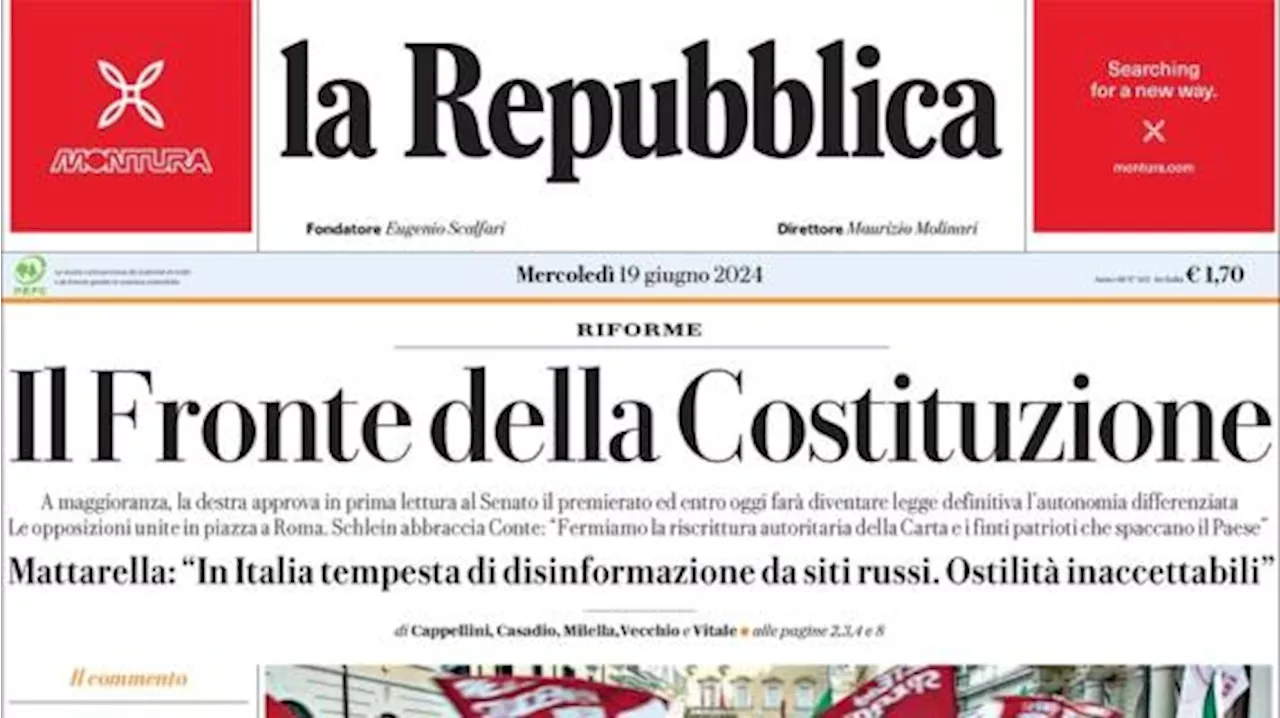 La Repubblica: 'Chiesa all’ala destra la certezza di Spalletti nel cammino di Fede'