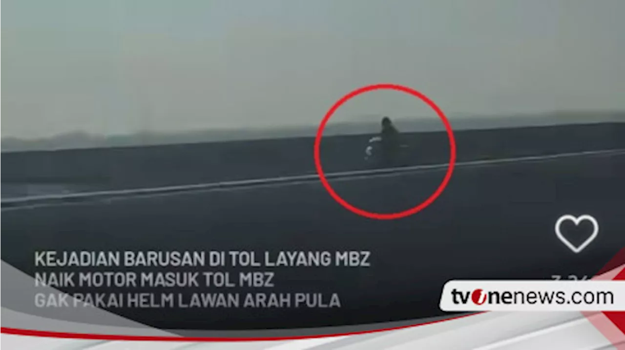 Panik Hindari Polisi, Pengendara Motor Tak Pakai Helm Nekat Lawan Arah di Jalan Tol MBZ