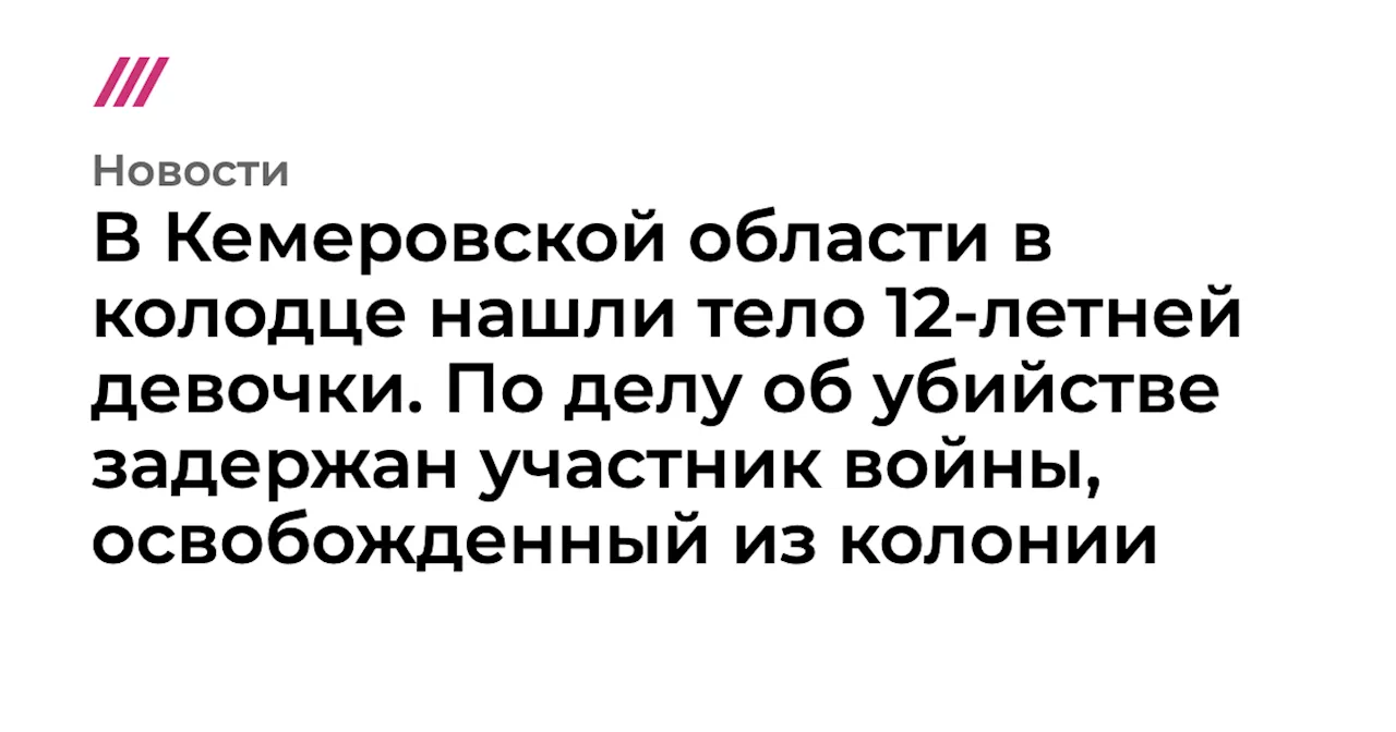 В Кемеровской области в колодце нашли тело 12-летней девочки. По делу об убийстве задержан участник войны,...