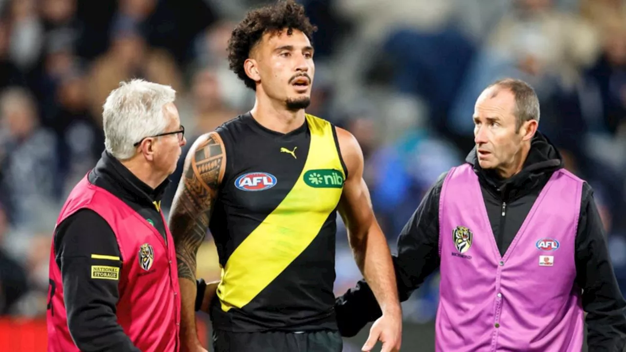 Richmond confirm Mykelti Lefau suffers ACL injury after landing awkwardly against Geelong