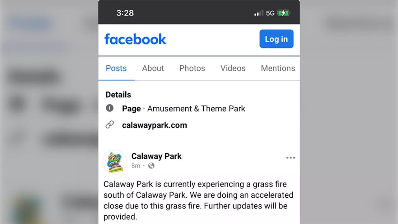 Grassfire south of park causes Calaway Park to close early