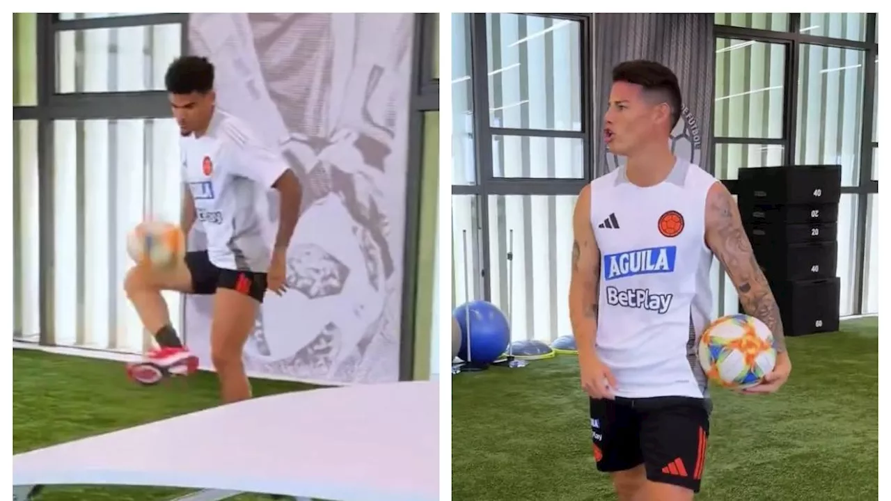 Intenso duelo entre Luis Díaz y James Rodríguez en el entrenamiento de la Selección Colombia: video