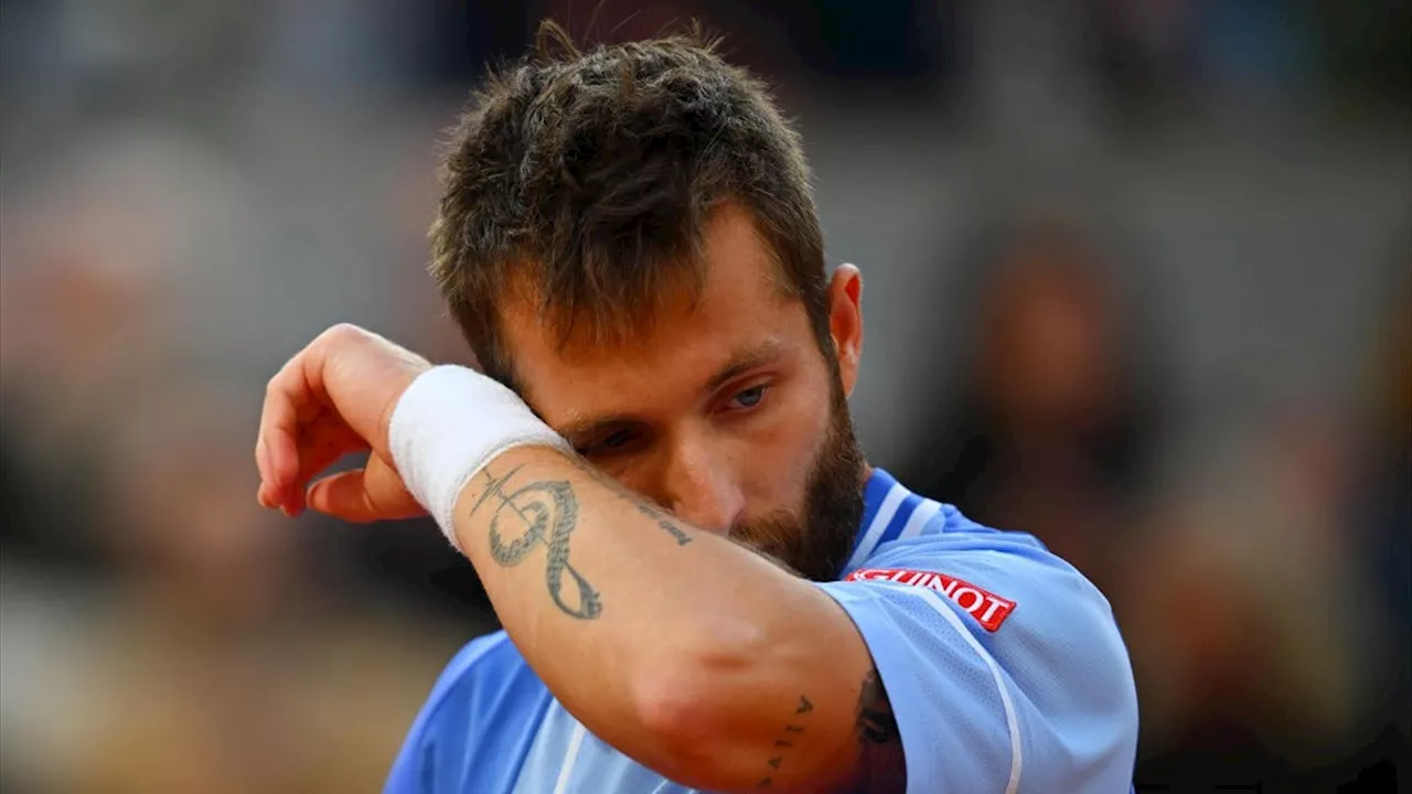  Corentin Moutet éliminé en quatre sets par Jannik Sinner en 8e de finale (2-6, 6-3, 6-2, 6-1)