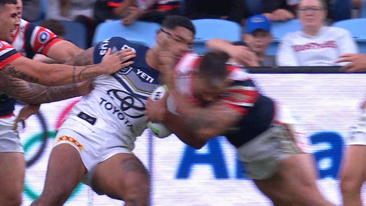 ‘That’s a few weeks’: Roosters enforcer’s ugly high shot could see him ‘in some big trouble’