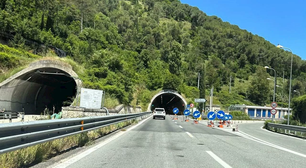 Rieti, galleria Colle Giardino di nuovo dimezzata verso Ascoli: circolazione a rischio caos nell'area