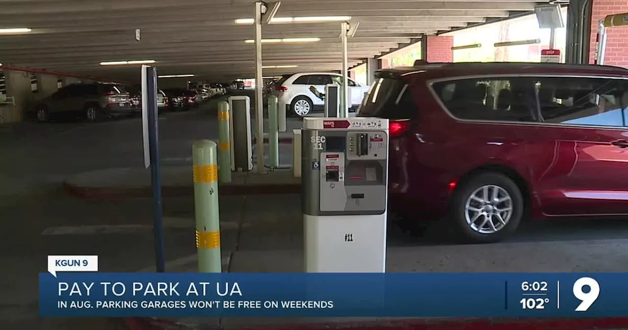 Parking on the weekends at UArizona garages won't be free anymore