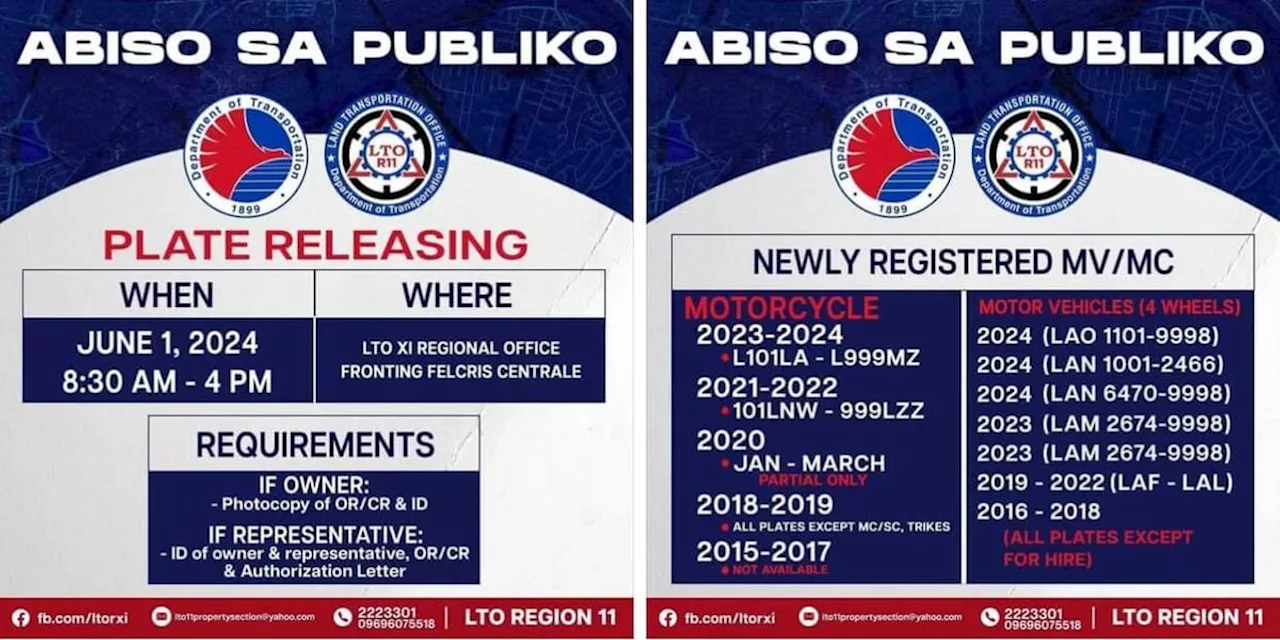 LTO-Davao nang-release na og plaka