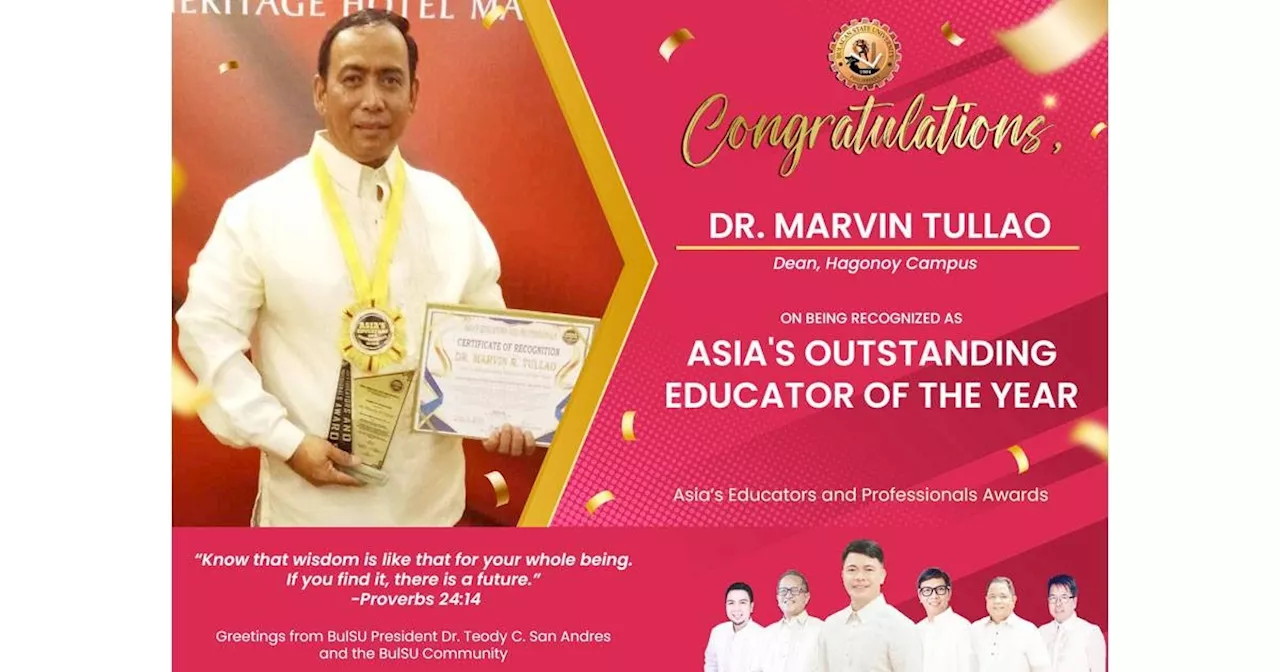 BulSU dean hailed as Asia's Outstanding Educator of the Year