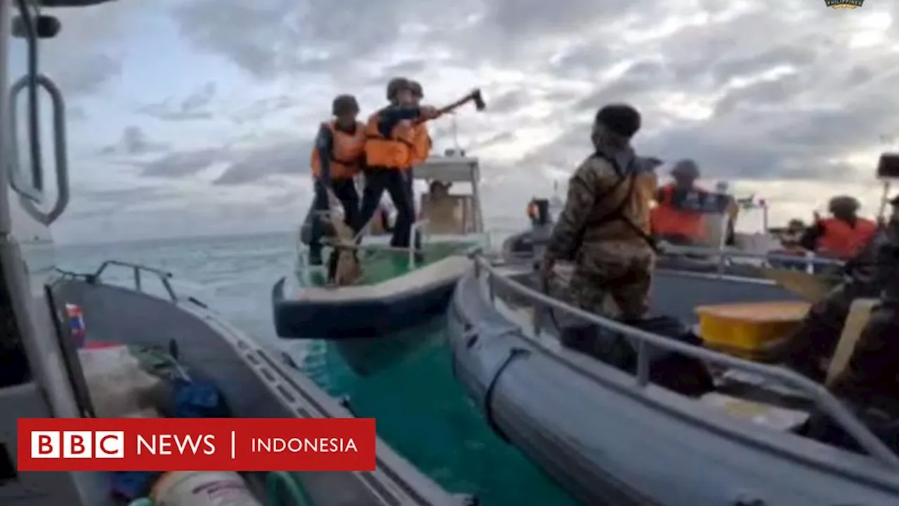 Laut China Selatan: Penjaga Pantai China bawa pedang dan tombak, tentara Filipina melawan 'dengan tangan kosong'