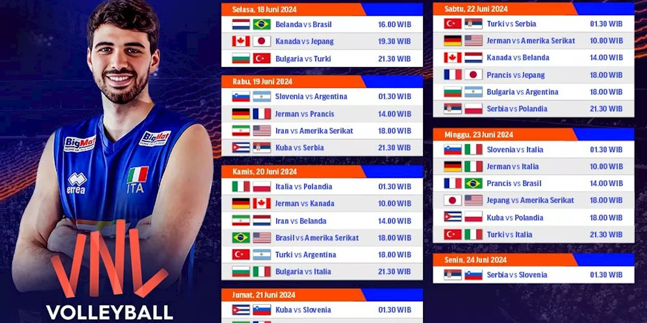 Jadwal Siaran Langsung Pekan 3 Putaran I Men's VNL 2024 di Vidio, 18-24 Juni 2024