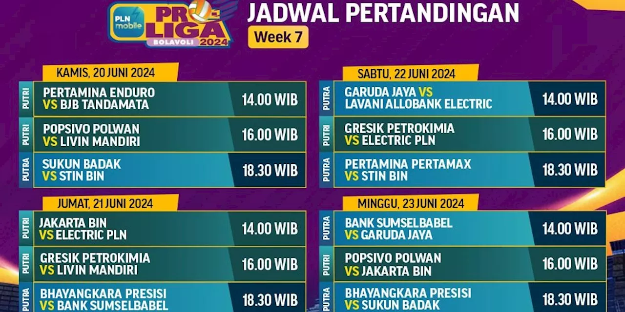 Jadwal Siaran Langsung PLN Mobile Proliga 2024 Pekan 7 di Vidio, 20-23 Juni 2024