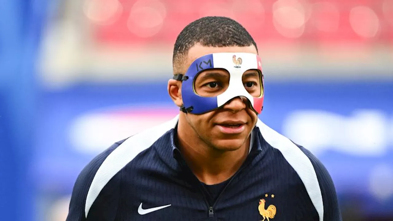 France captain Kylian Mbappé wears tricolore mask in training after breaking nose at Euro 2024