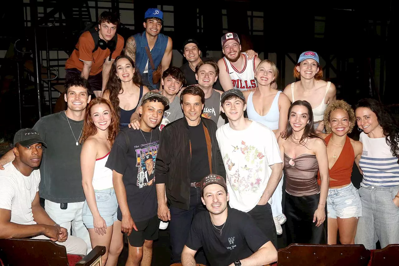 The Outsiders star Ralph Macchio visits the cast of the Tony award-winning musical on Broadway