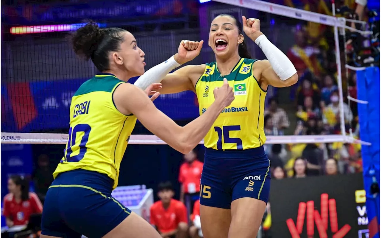 Brasil aplica 3 a 0 na Tailândia e avança para a semifinal da Liga das Nações de Vôlei