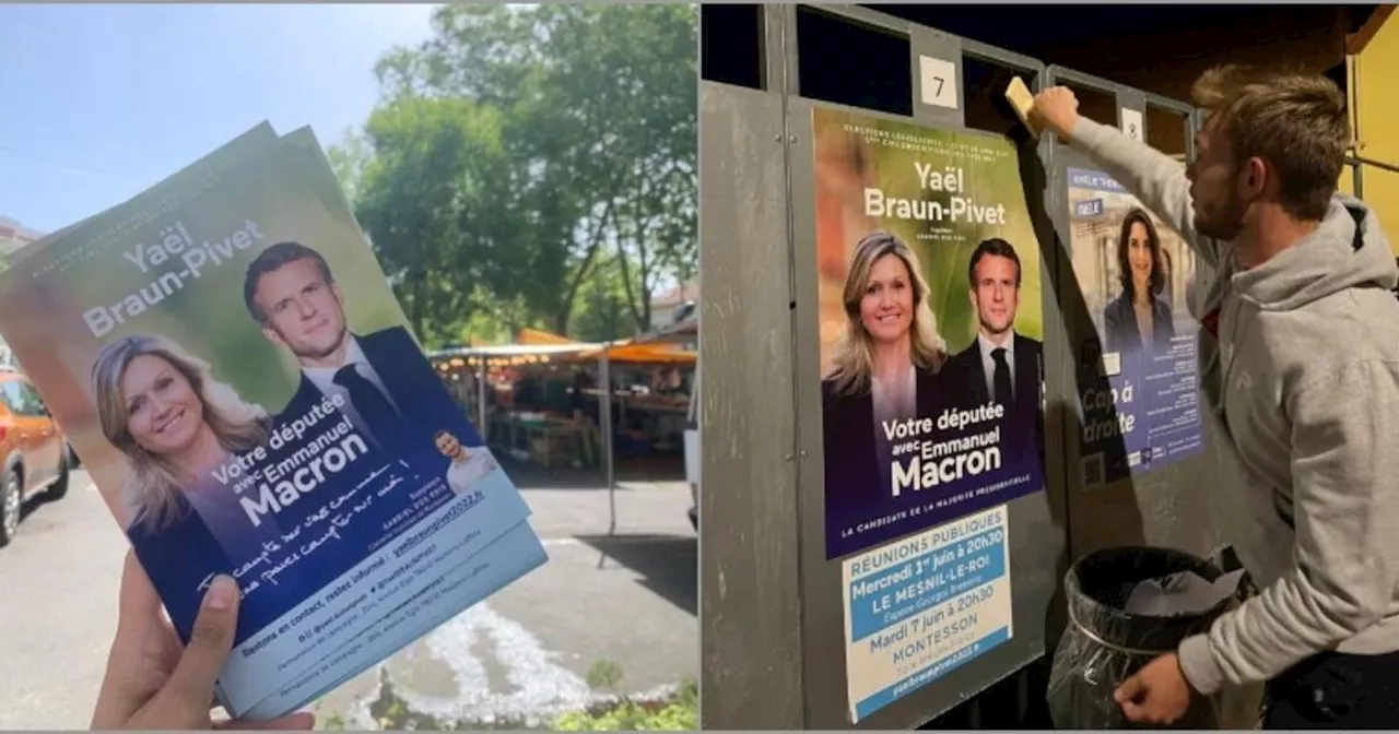 Le mytho de Yaël Braun-Pivet pour justifier l’absence de Macron sur ses affiches