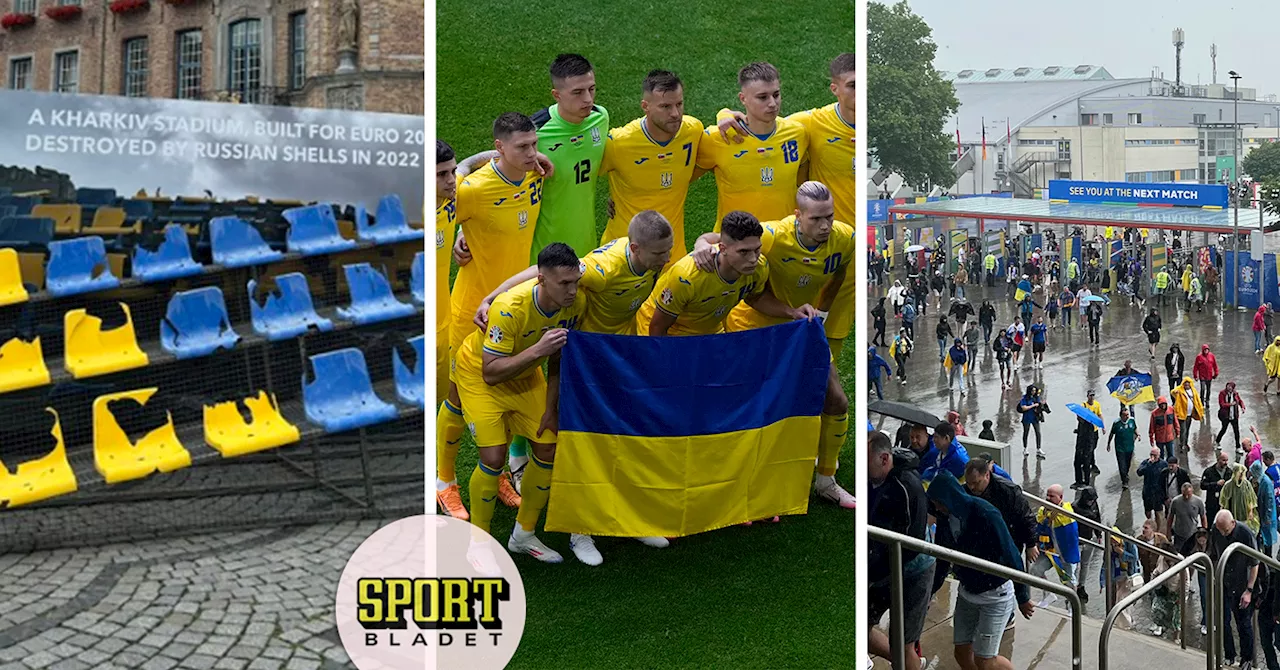 Tusentals ukrainska fans marscherade i regnet