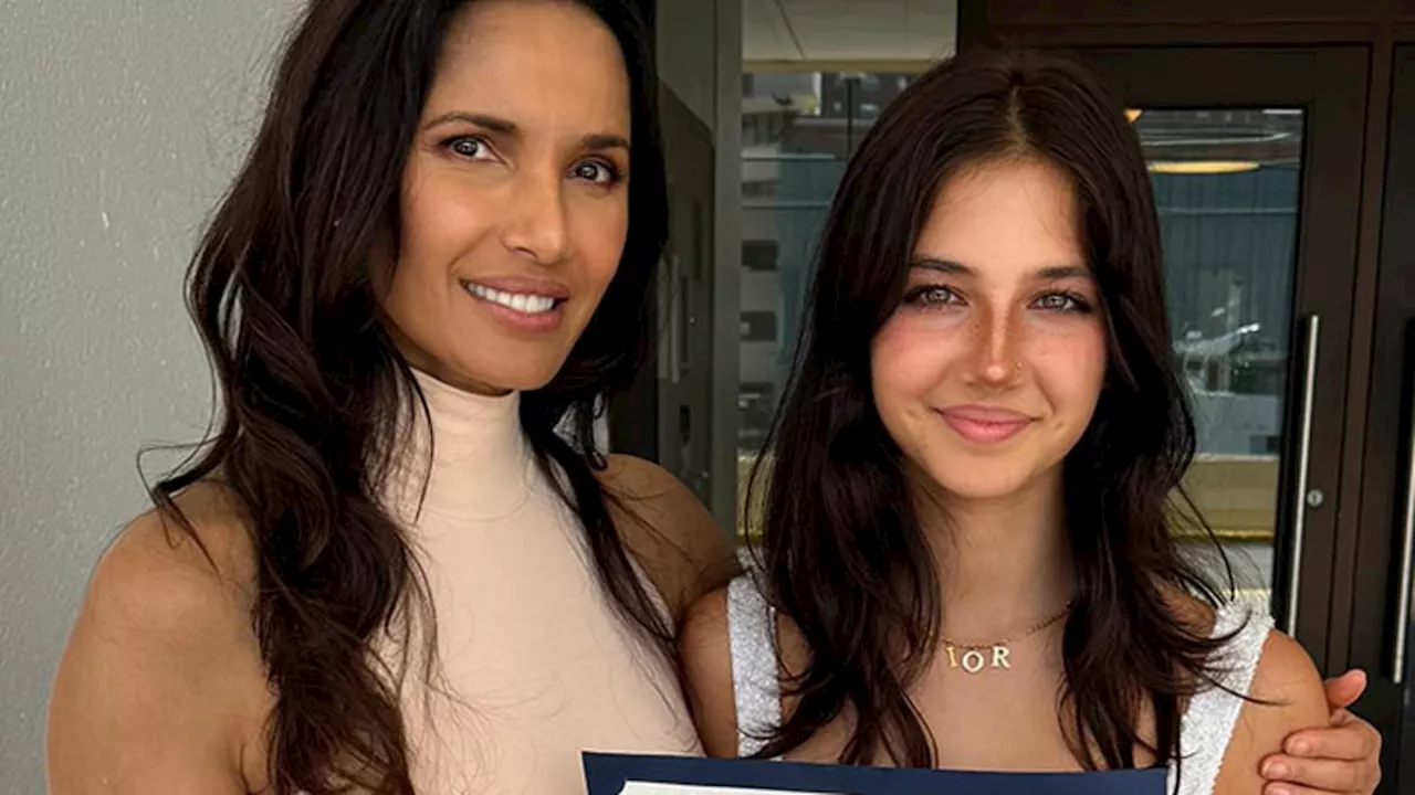 Padma Lakshmi, 53, poses with her mini-me daughter Krishna, 14, as she reveals her 'baby girl' is...