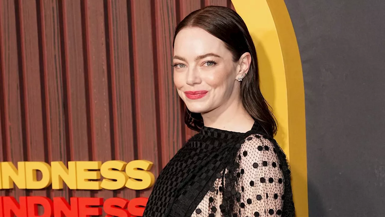 Emma Stone's Sheer Polka-Dot Dress Had Hip Cutouts That Dipped Past Her Underwear