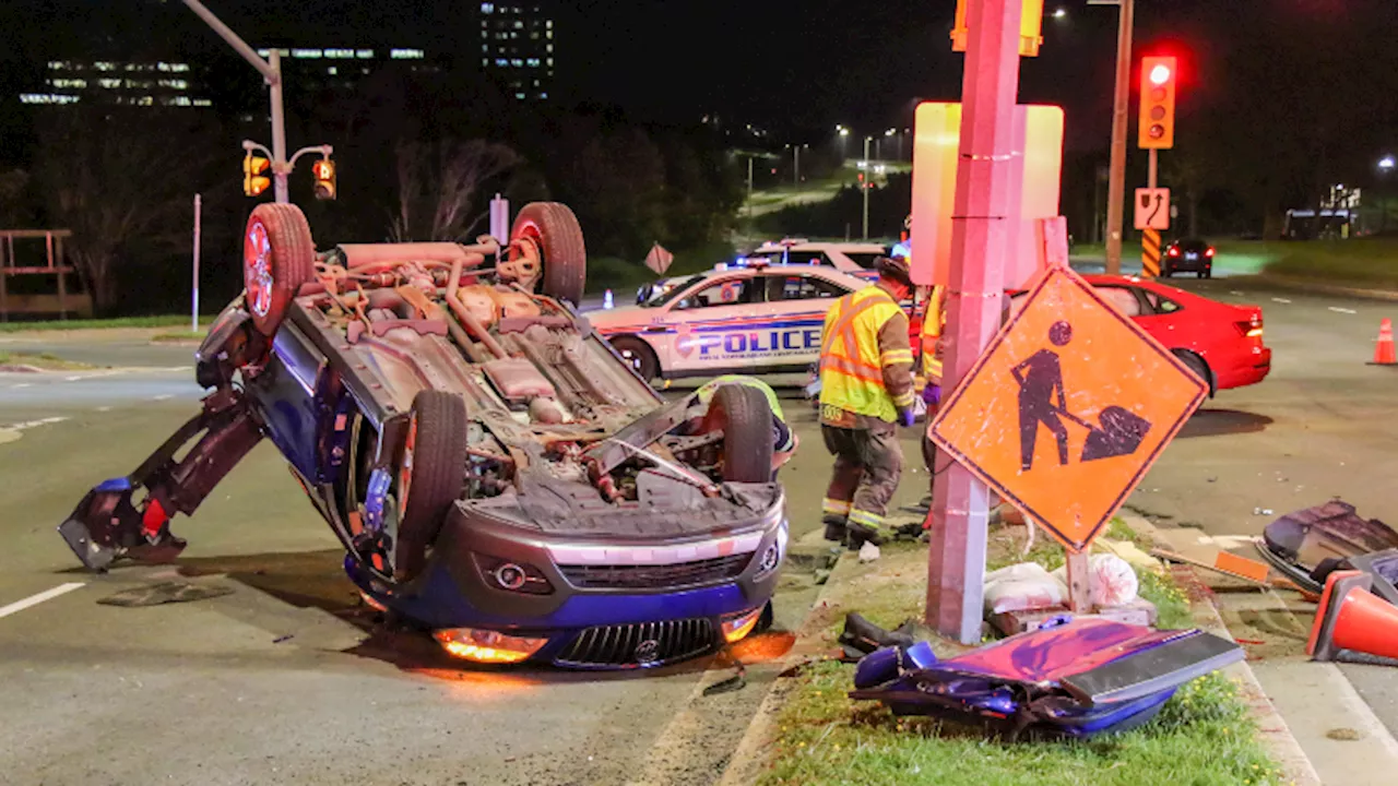 Dramatic overnight collision sends two people to hospital