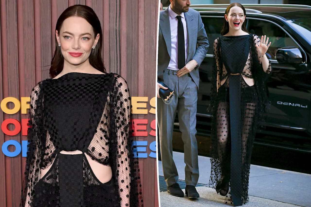 Emma Stone stuns in sheer black dress at 'Kinds of Kindness' NYC premiere