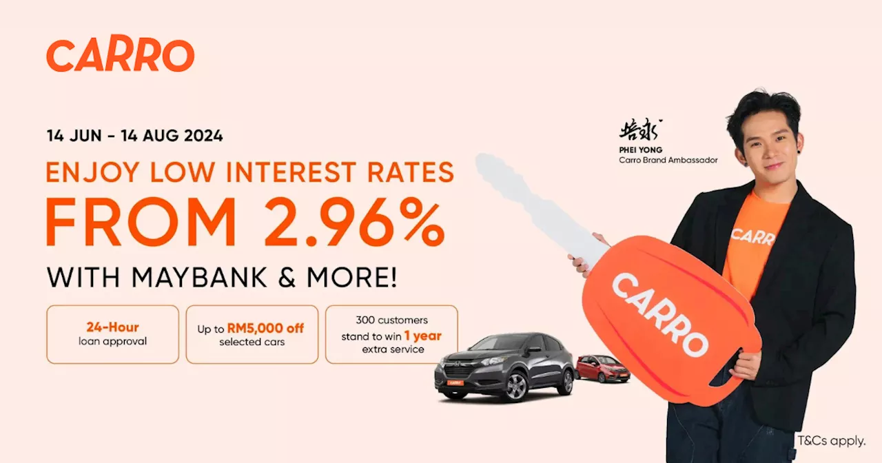 Maybank low interest rates from 2.96% and 24 hour approval for Carro Certified cars