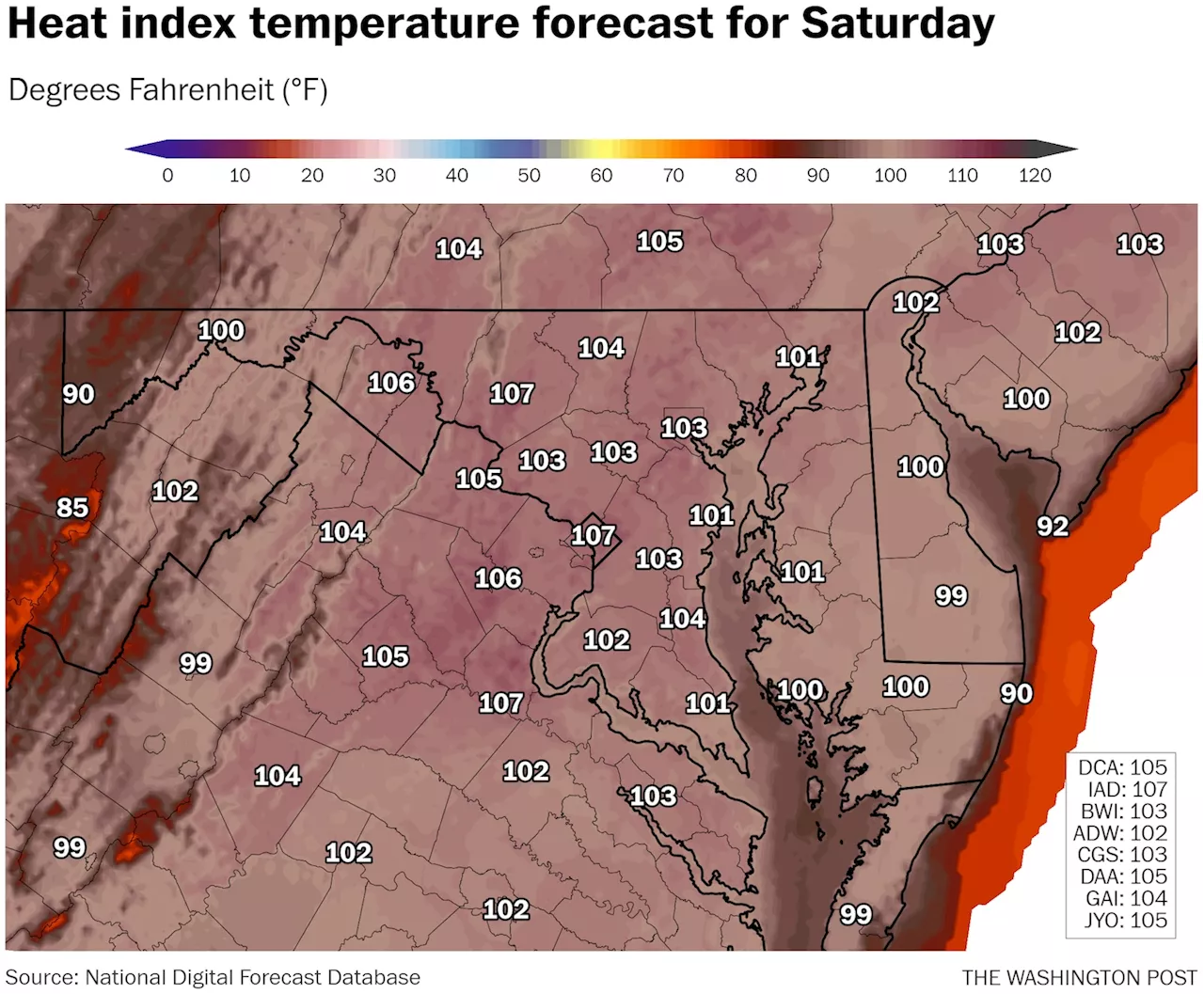 Heat advisory issued for D.C. on Saturday, when it could feel like 105-plus