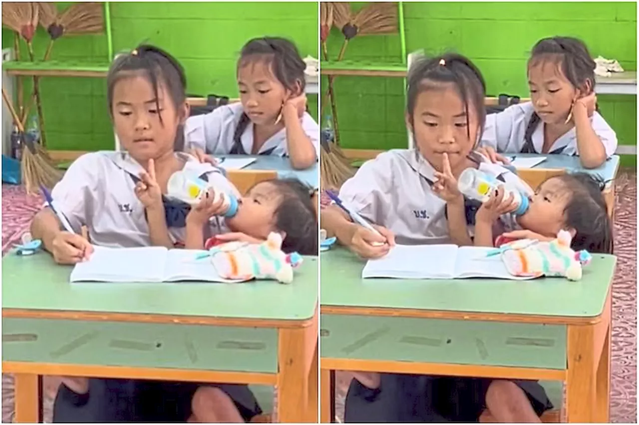 Video of girl feeding sibling in class goes viral