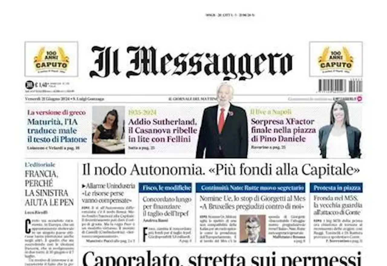 Il Messaggero titola: 'Troppa Spagna per gli azzurri, si decide tutto con la Croazia'