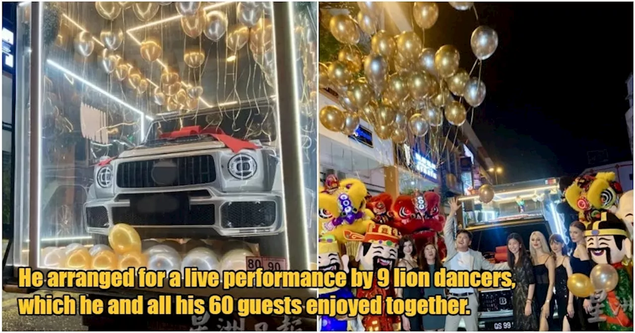 M'sian Man Treats Himself to a RM1.7M Luxury Car on Birthday, With 60 Guests and 9 Lion Dancers!