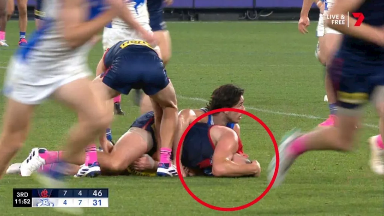 AFL world erupts at Steven May after winning a controversial free kick for a dangerous tackle