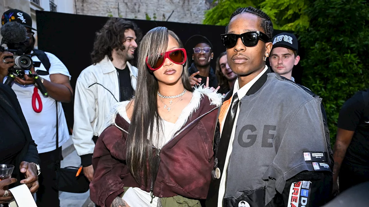 Rihanna supports A$AP Rocky at Paris Fashion Week show