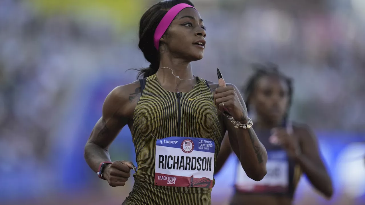 Sha'Carri Richardson overcomes wobbly start for win in first heat at Olympic trials