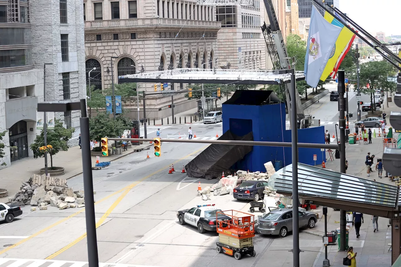 Crews continue building Metropolis, as ‘Superman’ descends over downtown Cleveland