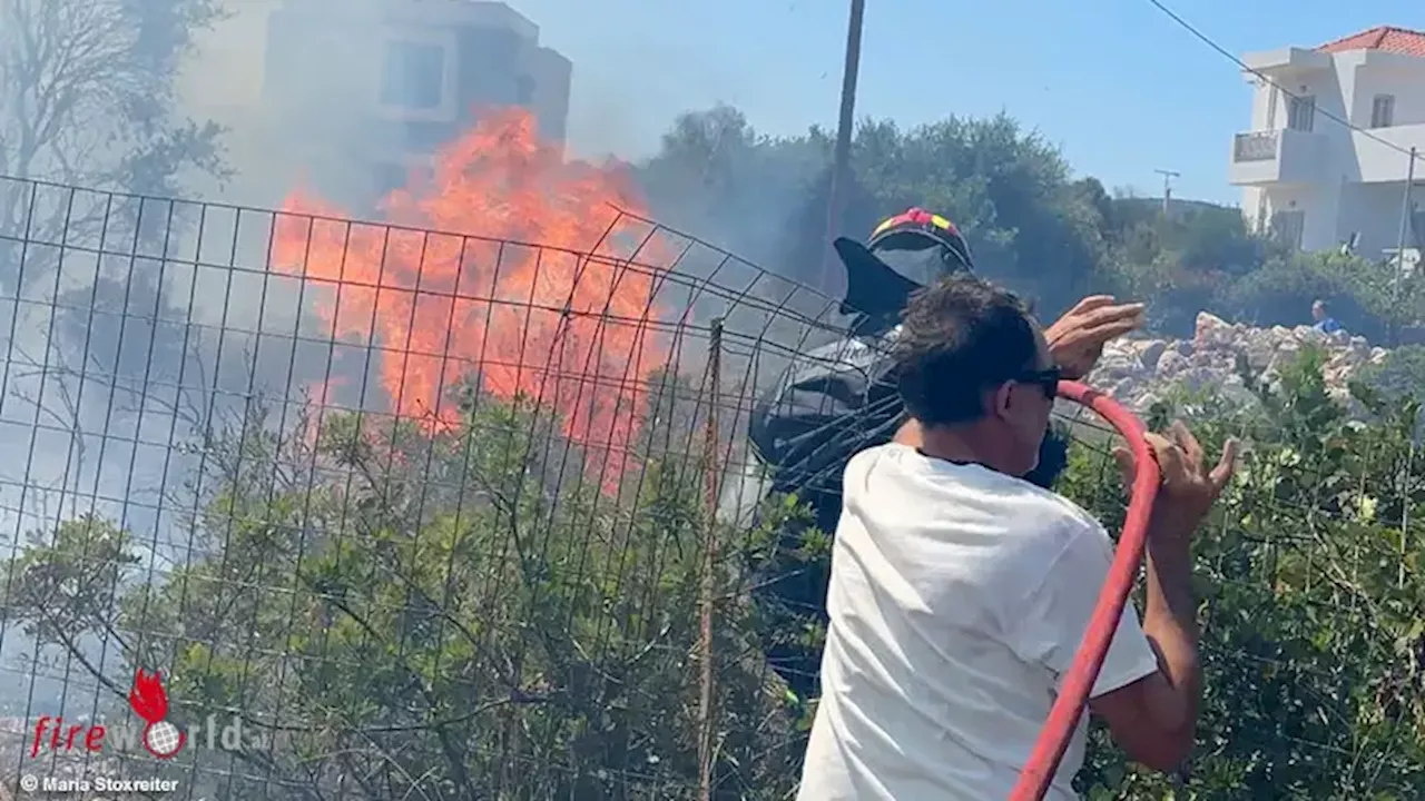 Feuerwehrmann aus Oberösterreich auf Kreta (Agios Nikolaos) → aus dem Meer zum heiklen Brandeinsatz nahe Hotelanlage