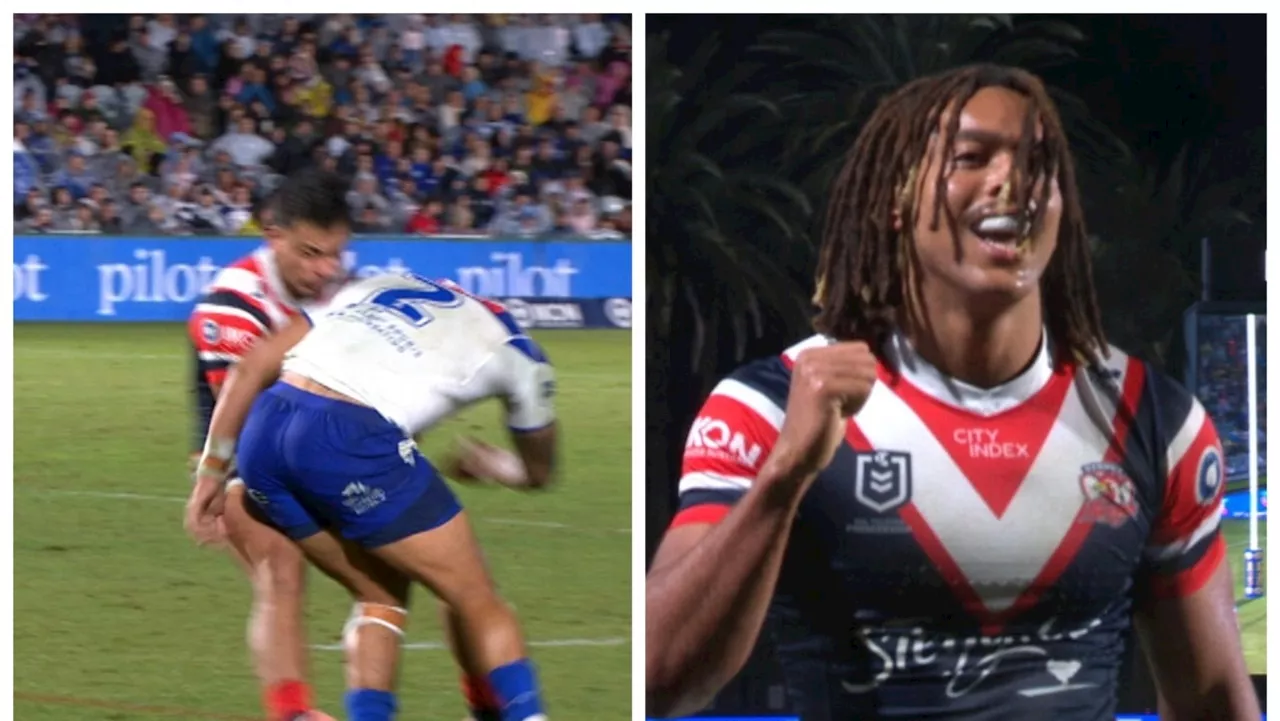 NRL LIVE — ‘Hit of the year’: Dogs young gun delivers brutal tackle as Chooks race clear in torrential rain