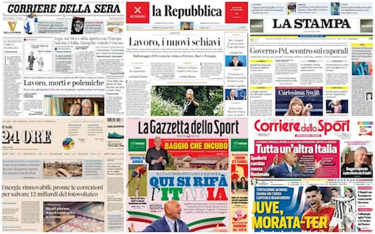 Le prime pagine dei quotidiani di oggi 22 giugno: la rassegna stampa di Sky TG24