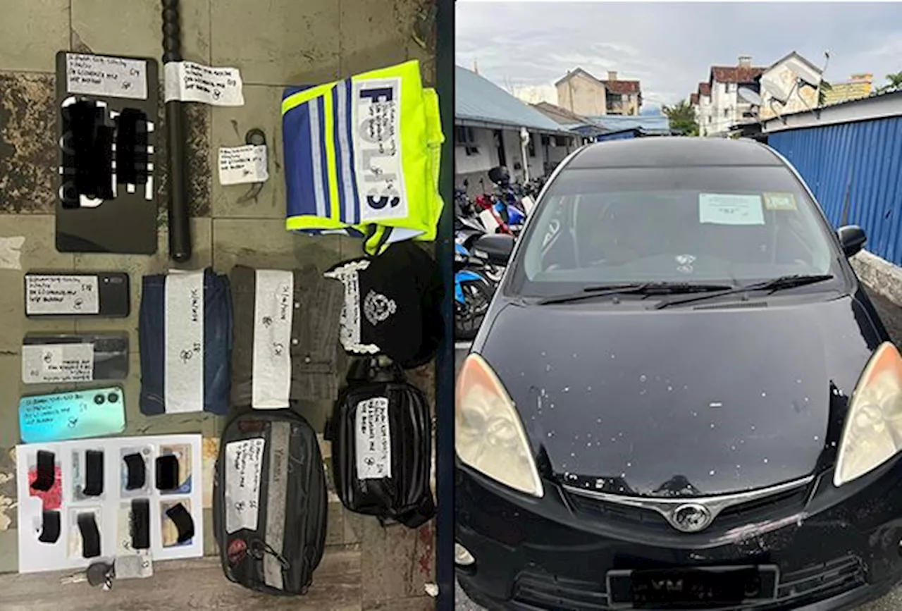 Three men arrested for possessing dangerous weapons and police equipment in Ipoh