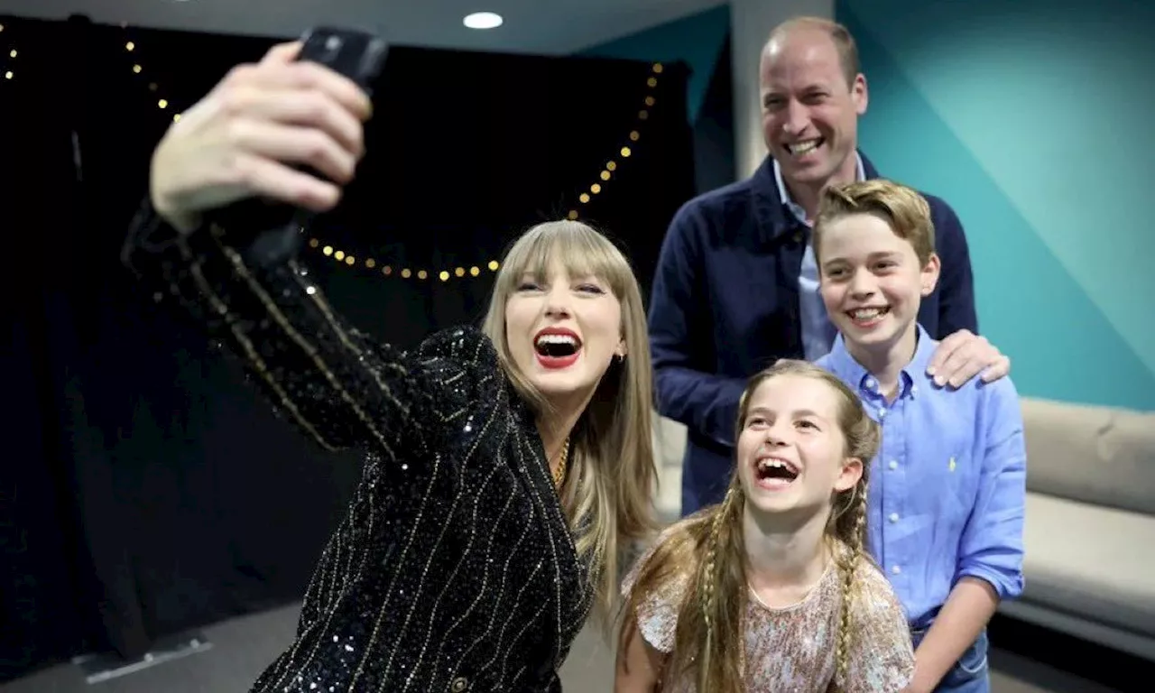 ‘Happy bday M8’: Taylor Swift poses with Prince William, Charlotte and George