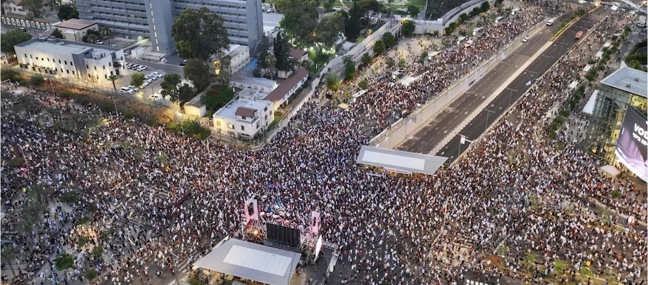 Masiva marcha contra Netanyahu y para presionar liberación de rehenes de Gaza