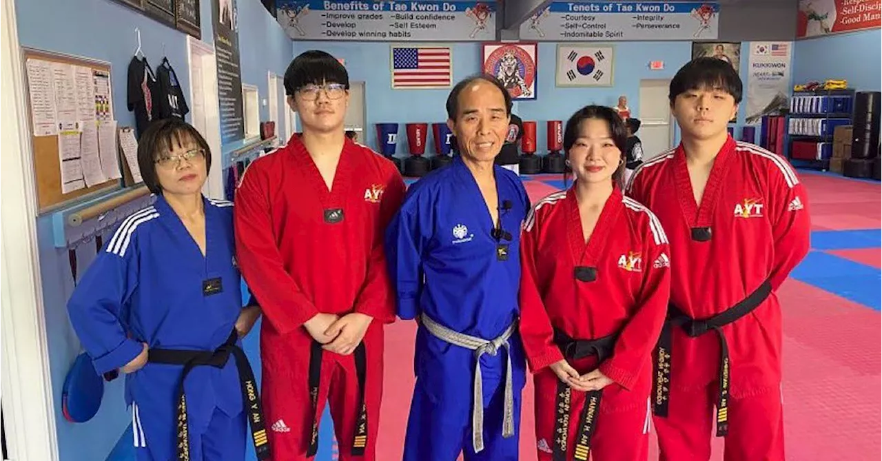 A family of taekwondo athletes heard a woman's screams and jumped into action