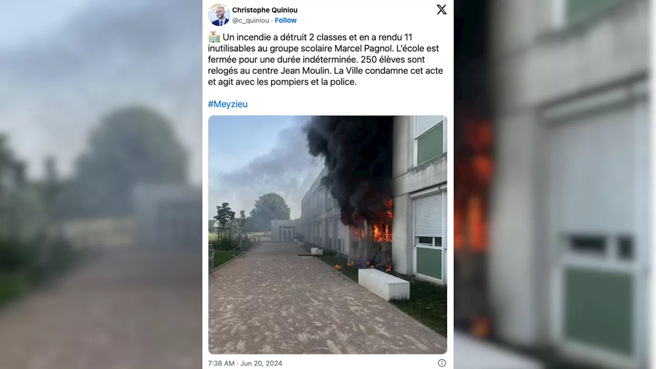 Rhône : ce que l'on sait de l'incendie d'une école primaire à Meyzieu