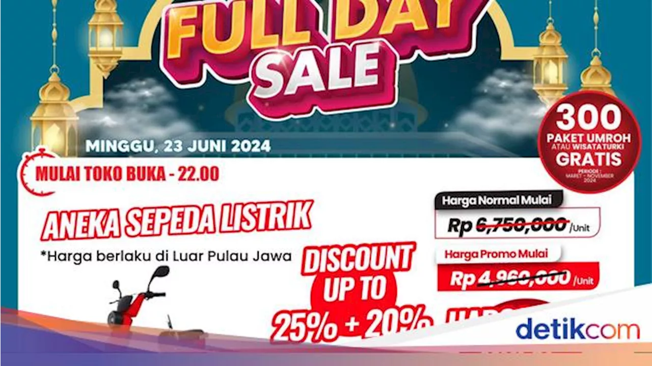 Beli Sepeda Listrik Diskon Rp 2 Jutaan di Transmart Full Day Sale!