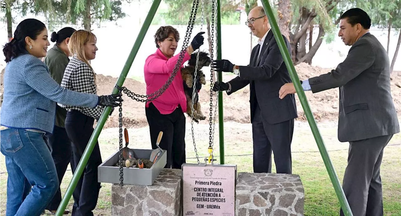 Delfina Gómez coloca en Texcoco la primera piedra del Centro Integral de Atención a Pequeñas Especies