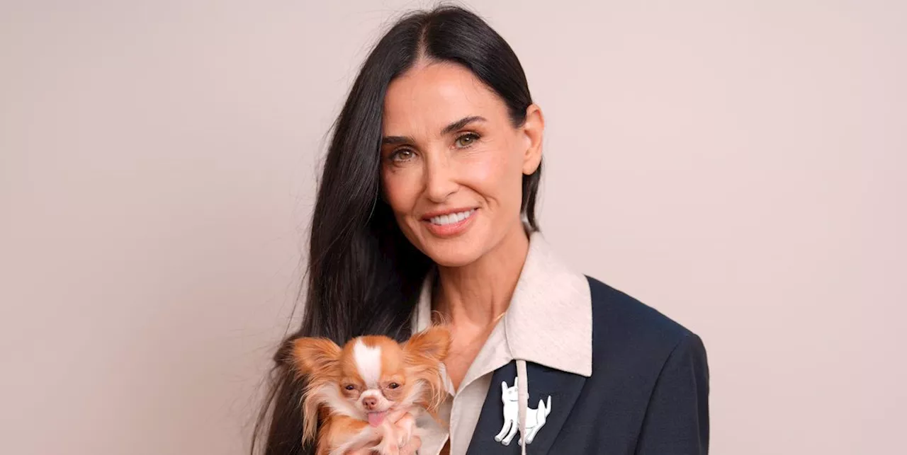 Demi Moore Accessorizes with Her Dog, Pilaf, at Paris Fashion Week