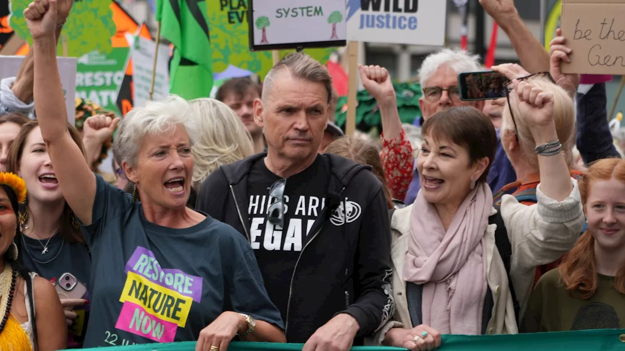 Dame Emma Thompson joins ‘restore nature’ march in central London calling for urgent action