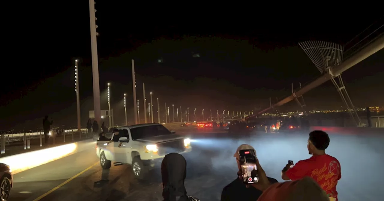 Video: Large sideshow shuts down eastbound Bay Bridge early Sunday