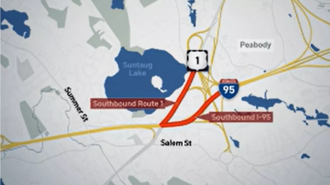 Lane closures along Route 1 and I-95 in Peabody for emergency bridge deck repairs