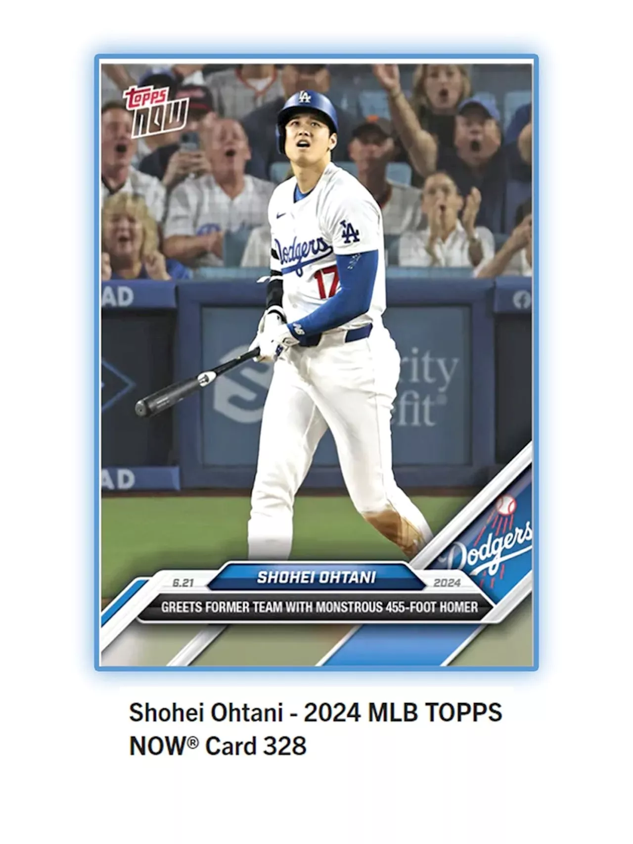 Topps株式会社が Topps NOW新商品「Shohei Ohtani - 2024 MLB TOPPS NOW® Card 328等 」発売開始を発表