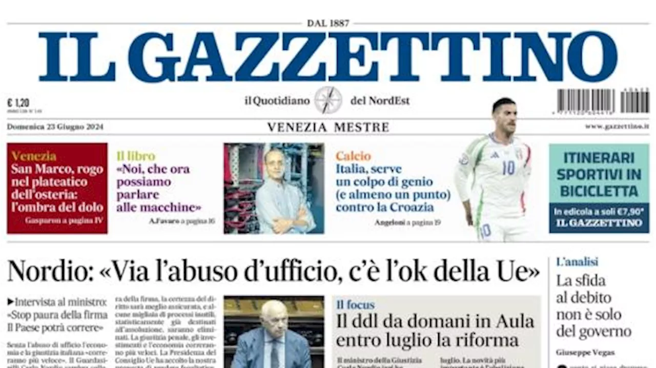 Il Gazzettino: 'Italia, serve un colpo di genio (e almeno un punto) contro la Croazia'